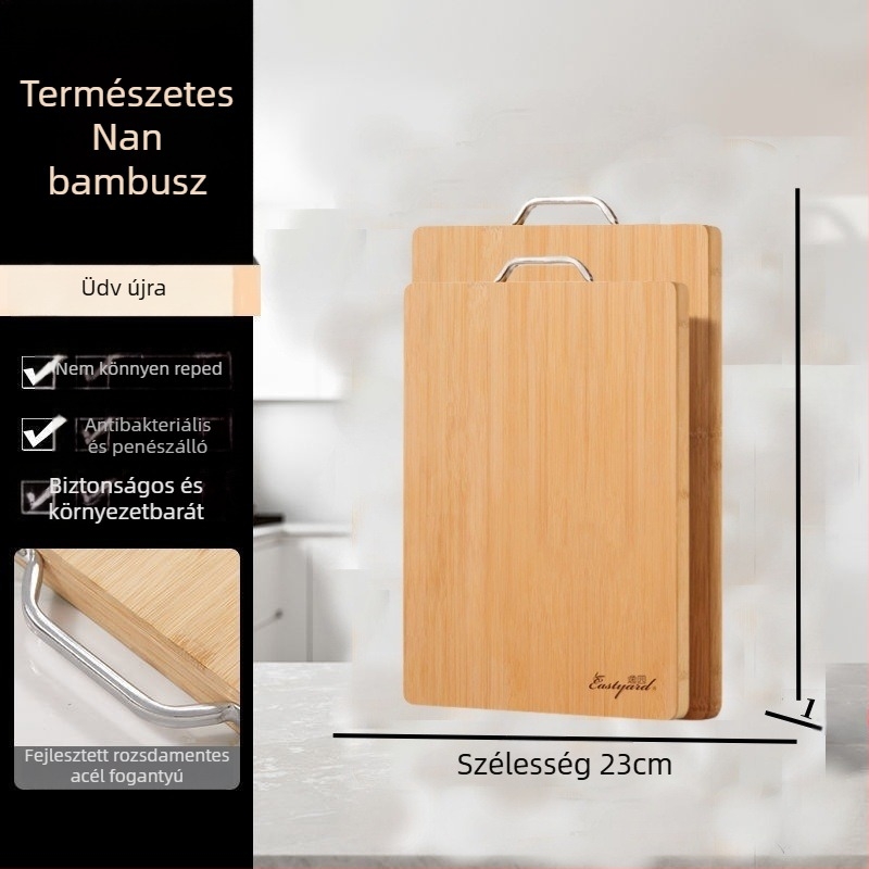 Bambusz vágódeszka csúszásmentes felülettel, antibakteriális és penészálló