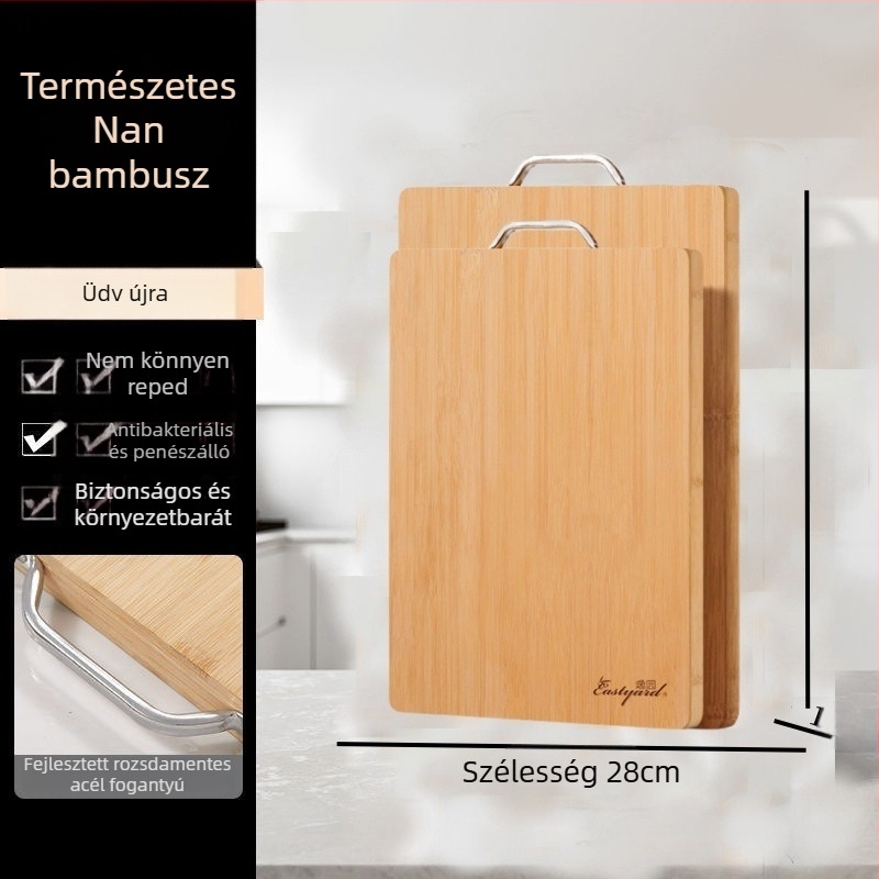 Bambusz vágódeszka csúszásmentes felülettel, antibakteriális és penészálló