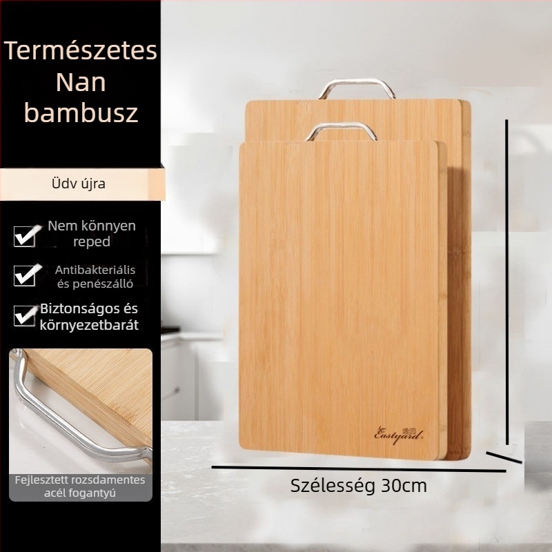Bambusz vágódeszka csúszásmentes felülettel, antibakteriális és penészálló