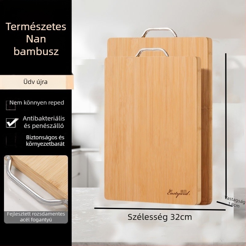 Bambusz vágódeszka csúszásmentes felülettel, antibakteriális és penészálló