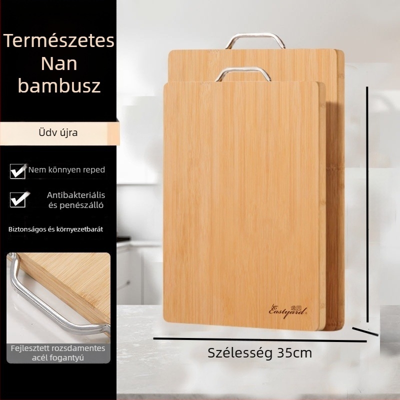 Bambusz vágódeszka csúszásmentes felülettel, antibakteriális és penészálló