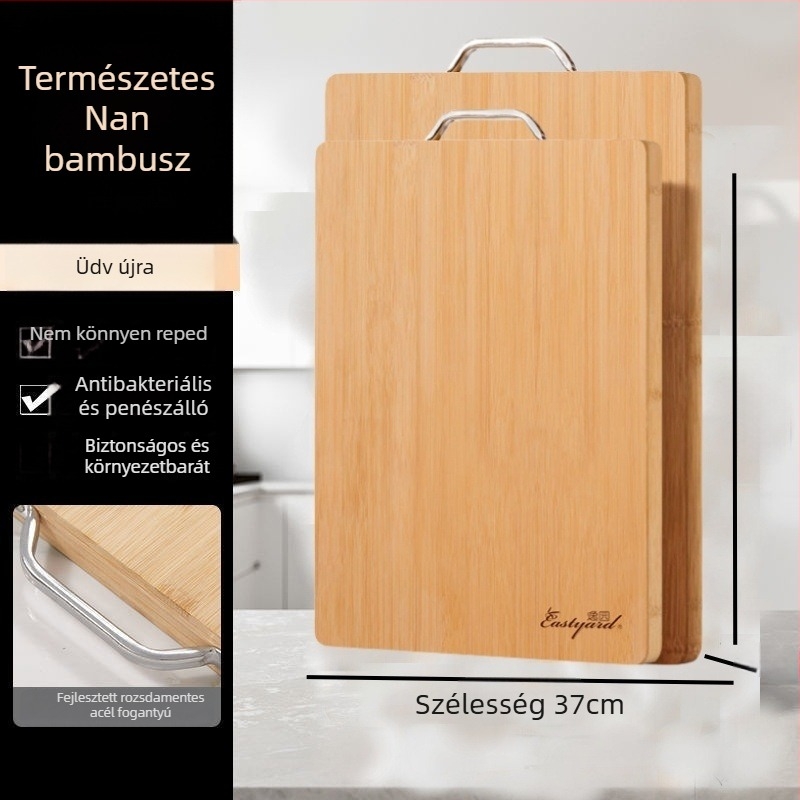 Bambusz vágódeszka csúszásmentes felülettel, antibakteriális és penészálló