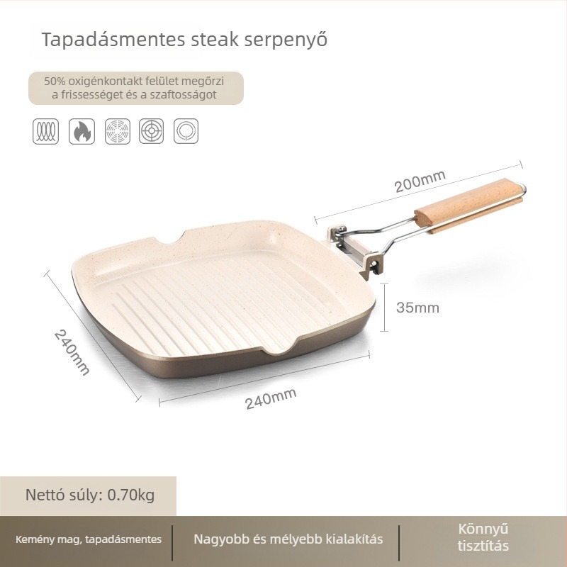 Sütőserpenyő alumíniumötvözetből, tapadásmentes kerámia bevonattal, indukciós főzőfelülettel kompatibilis, mélység 3,5 cm, tömeg 830 g