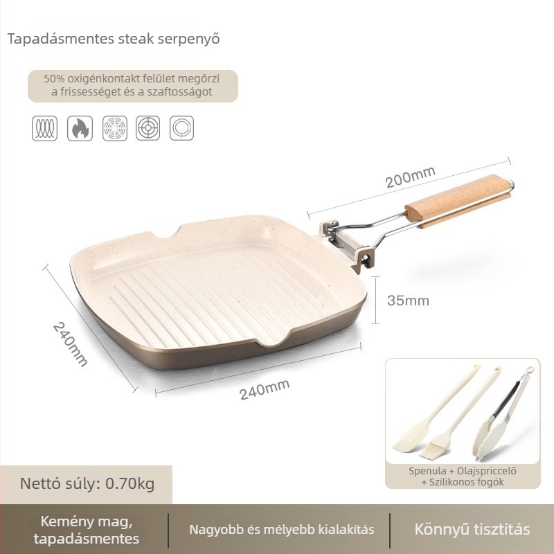 Sütőserpenyő alumíniumötvözetből, tapadásmentes kerámia bevonattal, indukciós főzőfelülettel kompatibilis, mélység 3,5 cm, tömeg 830 g