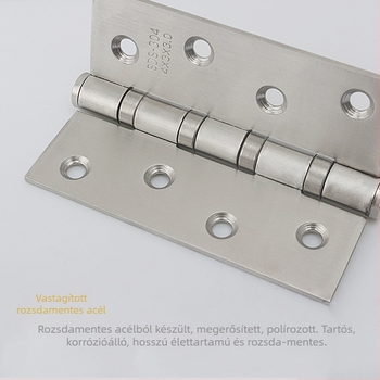 Rozsdamentes acél sík ajtózsanér, 4 hüvelyk, modell 1509, alkalmas ajtókhoz és szekrényekhez, csendes működés