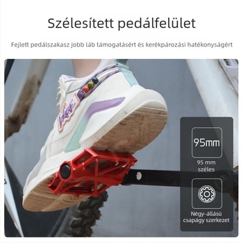 Összecsukható kerékpárpedál gömbcsapágyas, alumínium ötvözet, univerzális illesztés