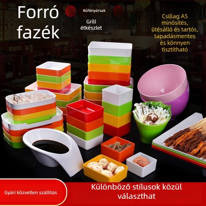 Melamin tál hot pot kiállításra – szabálytalan forma, több mintázat, modern egyszerű stílus, szósz és grillhez