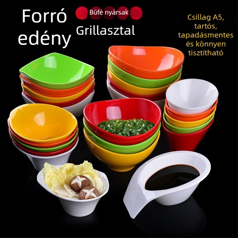 Melamin tál hot pot kiállításra – szabálytalan forma, több mintázat, modern egyszerű stílus, szósz és grillhez