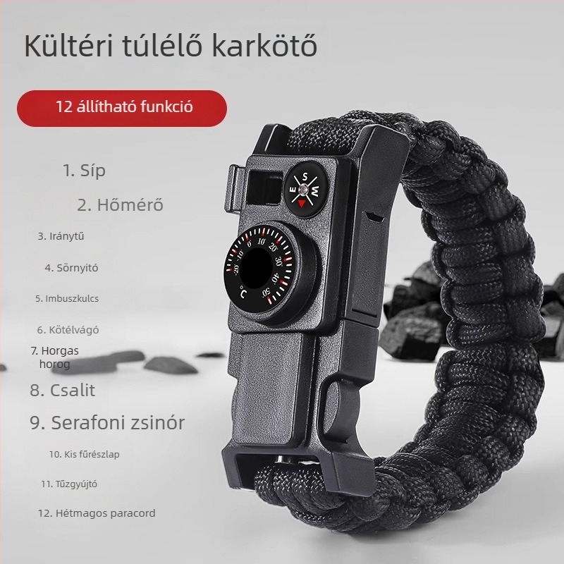 Kültéri túlélő karkötő, 13 az 1-ben, paracordos túlélő eszköz