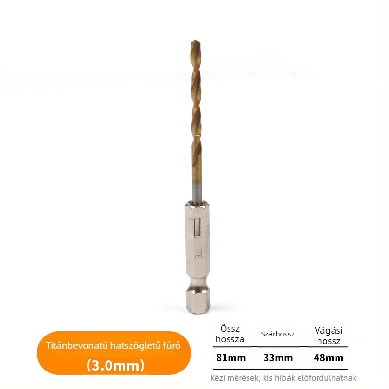 Hexagonális szárú spirálfúrókészlet titánbevonattal, 13 db, gyorsacélból, elektromos csavarhúzóhoz