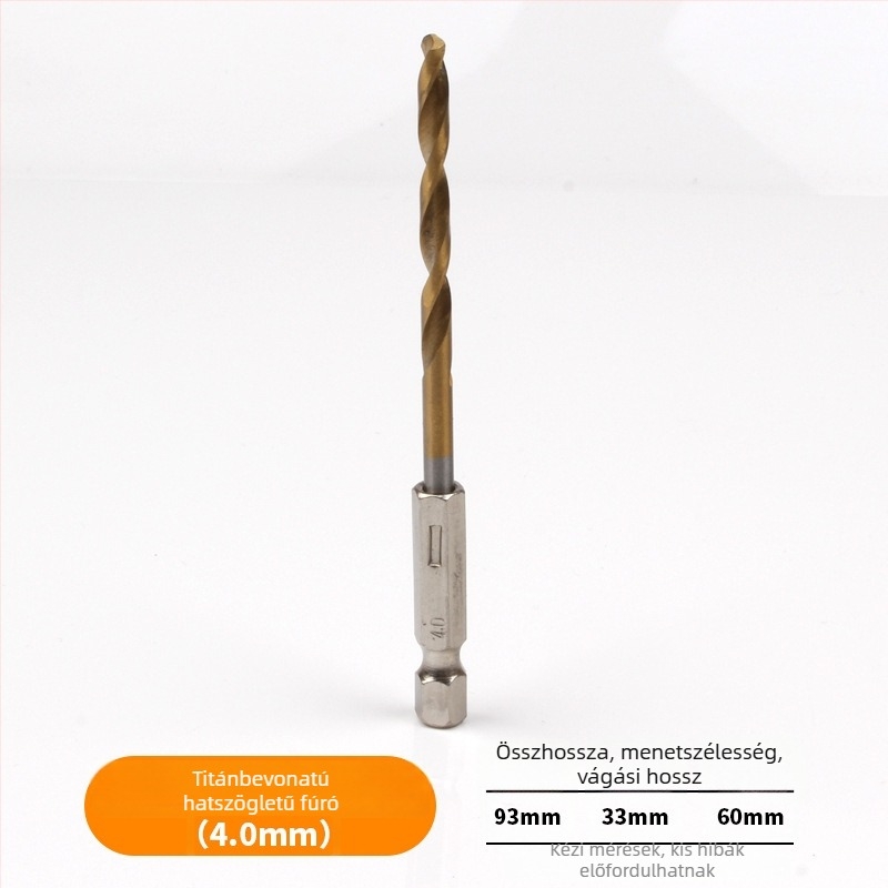 Hexagonális szárú spirálfúrókészlet titánbevonattal, 13 db, gyorsacélból, elektromos csavarhúzóhoz