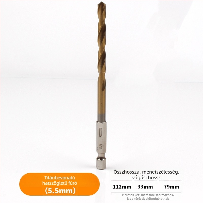 Hexagonális szárú spirálfúrókészlet titánbevonattal, 13 db, gyorsacélból, elektromos csavarhúzóhoz