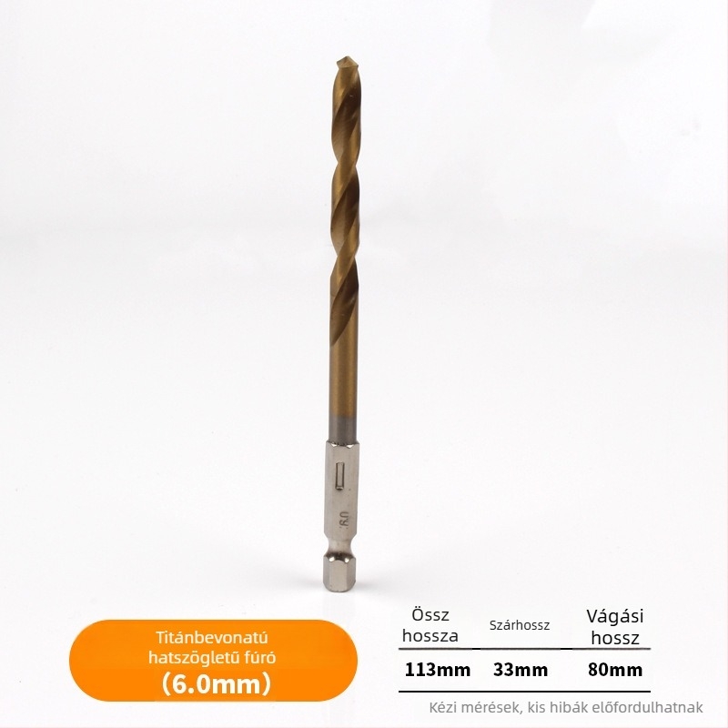 Hexagonális szárú spirálfúrókészlet titánbevonattal, 13 db, gyorsacélból, elektromos csavarhúzóhoz