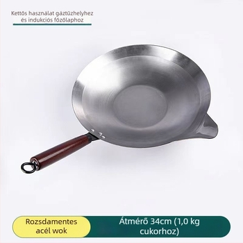 Kézzel készült kandírozott gyümölcs edény, 400-as rozsdamentes acél, tapadásmentes felület, egylapos alj, univerzális gázfőzőhöz, kínai stílus
