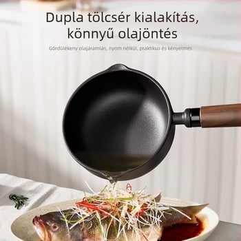 Öntöttvas mély serpenyő olajöntésére, tapadásmentes, modell 985