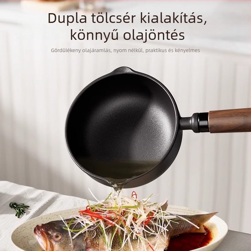 Öntöttvas mély serpenyő olajöntésére, tapadásmentes, modell 985