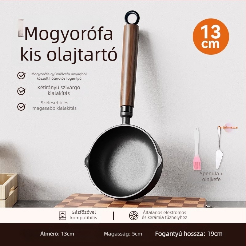 Öntöttvas mély serpenyő olajöntésére, tapadásmentes, modell 985