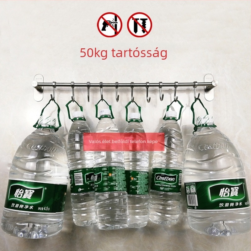 Fali konyhai tároló spatulák és kanalak számára, 304 rozsdamentes acél, kefés felület, 412 g, márka Hundred Way, modern minimalista stílus