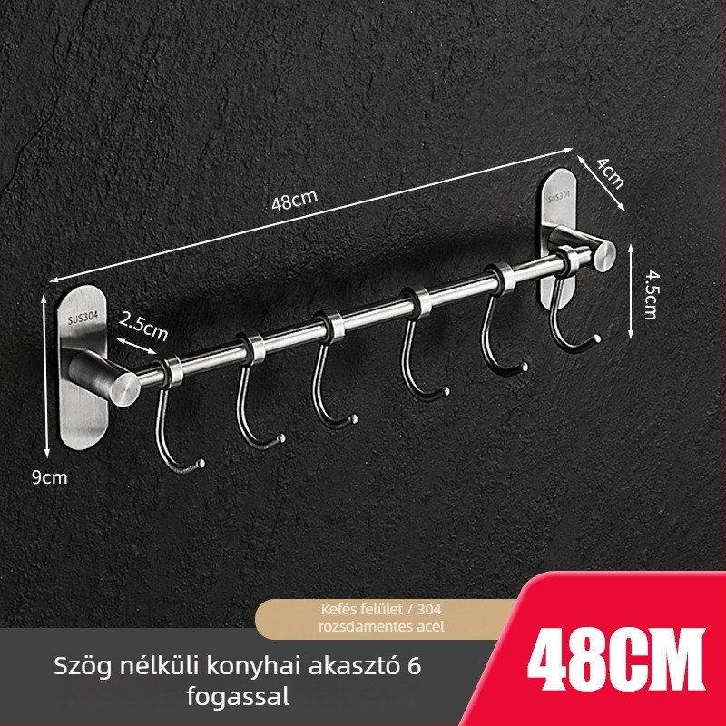 Fali konyhai tároló spatulák és kanalak számára, 304 rozsdamentes acél, kefés felület, 412 g, márka Hundred Way, modern minimalista stílus