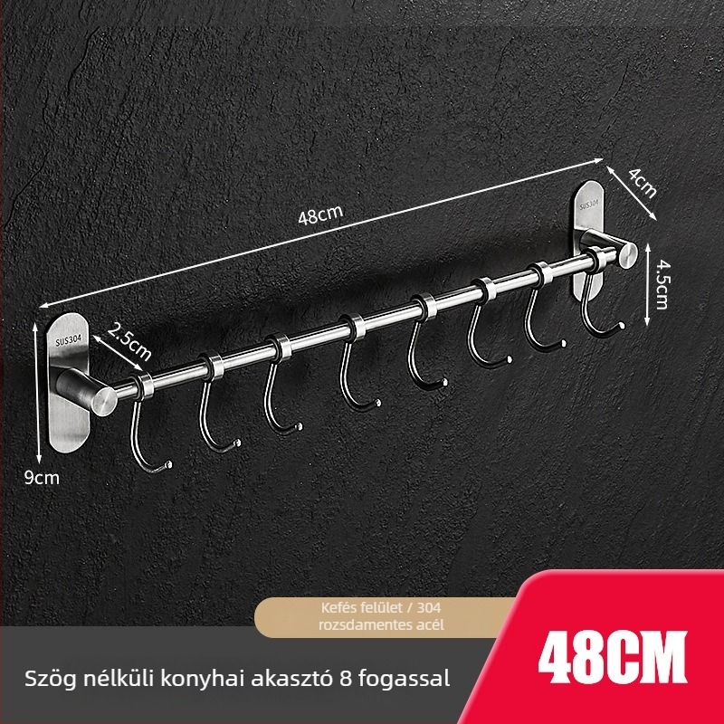 Fali konyhai tároló spatulák és kanalak számára, 304 rozsdamentes acél, kefés felület, 412 g, márka Hundred Way, modern minimalista stílus