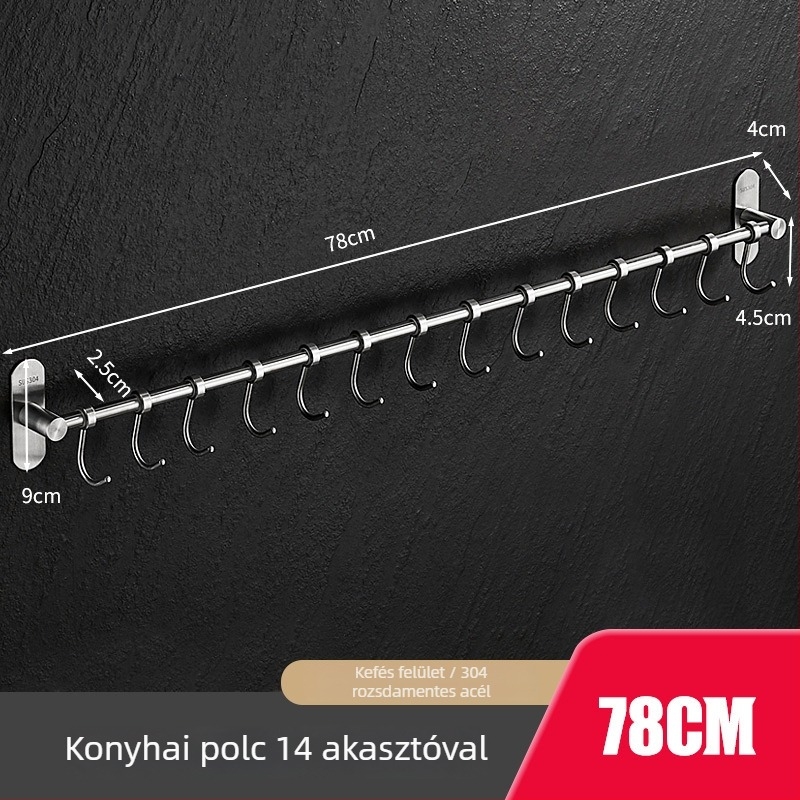 Fali konyhai tároló spatulák és kanalak számára, 304 rozsdamentes acél, kefés felület, 412 g, márka Hundred Way, modern minimalista stílus