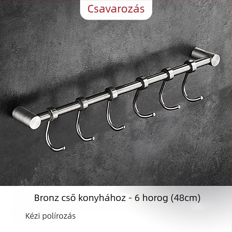 Fali konyhai tároló spatulák és kanalak számára, 304 rozsdamentes acél, kefés felület, 412 g, márka Hundred Way, modern minimalista stílus