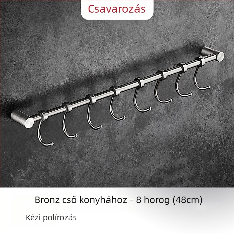 Fali konyhai tároló spatulák és kanalak számára, 304 rozsdamentes acél, kefés felület, 412 g, márka Hundred Way, modern minimalista stílus