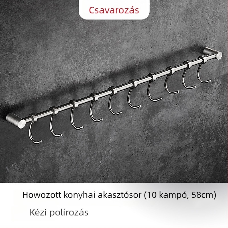 Fali konyhai tároló spatulák és kanalak számára, 304 rozsdamentes acél, kefés felület, 412 g, márka Hundred Way, modern minimalista stílus