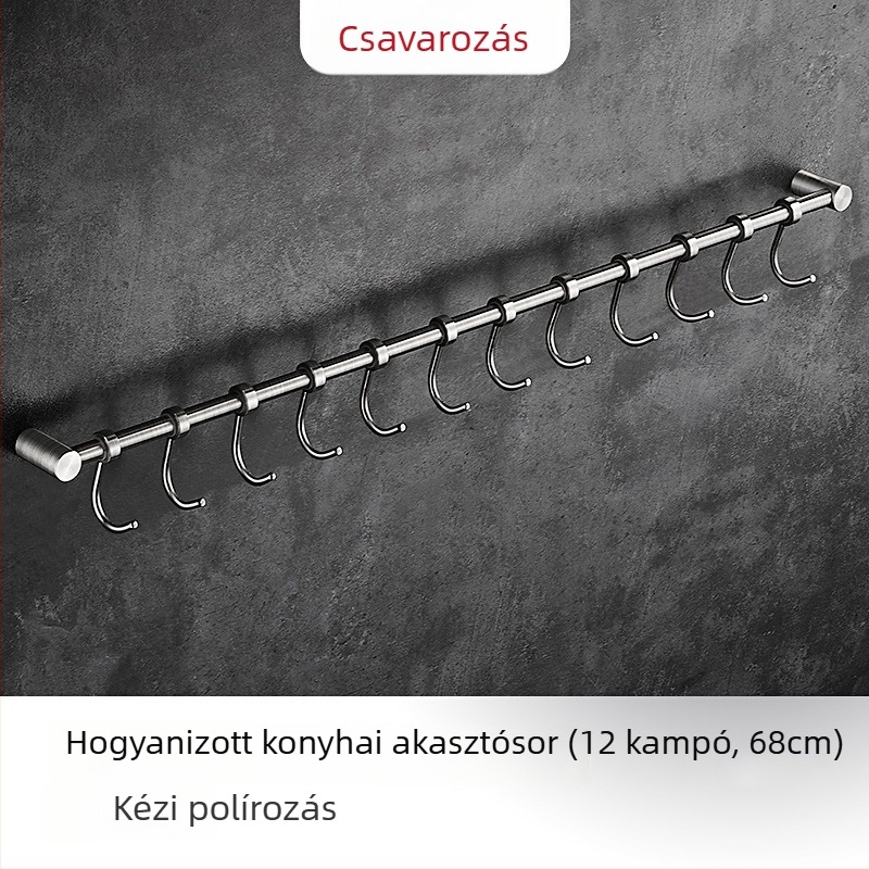 Fali konyhai tároló spatulák és kanalak számára, 304 rozsdamentes acél, kefés felület, 412 g, márka Hundred Way, modern minimalista stílus