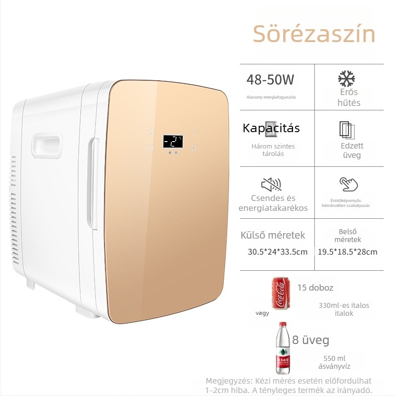 Félvezető autóhűtő | 50W, 12V/220V, 2°C hűtés, 65°C melegítés, műanyag ház