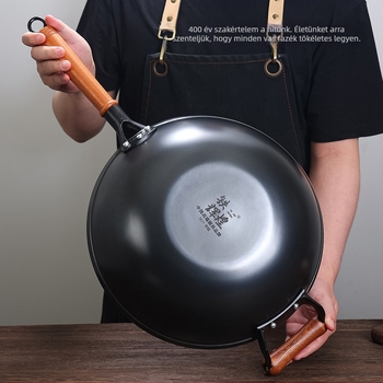 Wok öntöttvasból, tapadásmentes, indukciós tűzhelyhez kompatibilis, 2 kg, 10 cm mély