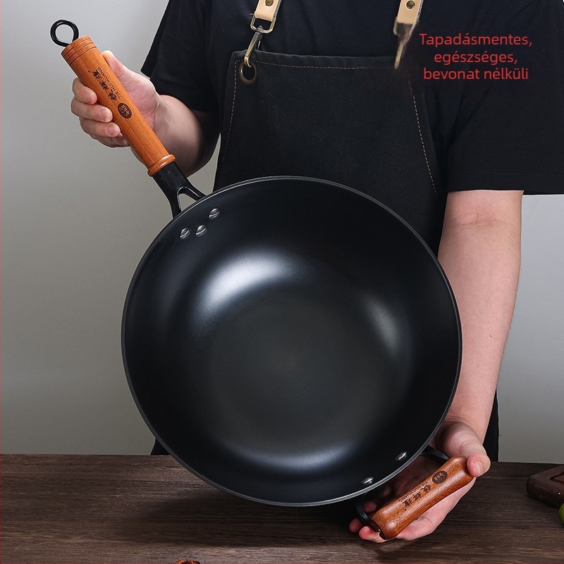 Wok öntöttvasból, tapadásmentes, indukciós tűzhelyhez kompatibilis, 2 kg, 10 cm mély