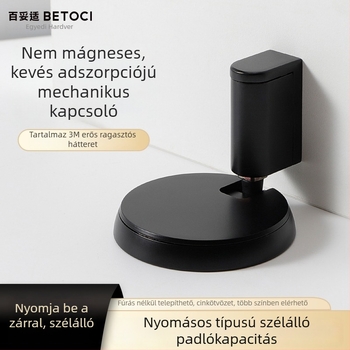 Ajtó stopper, kazettás típus, mágnesmentes cinkötvözetből, padlóhoz rögzítve, kézi működtetés, hálószoba ajtóihoz
