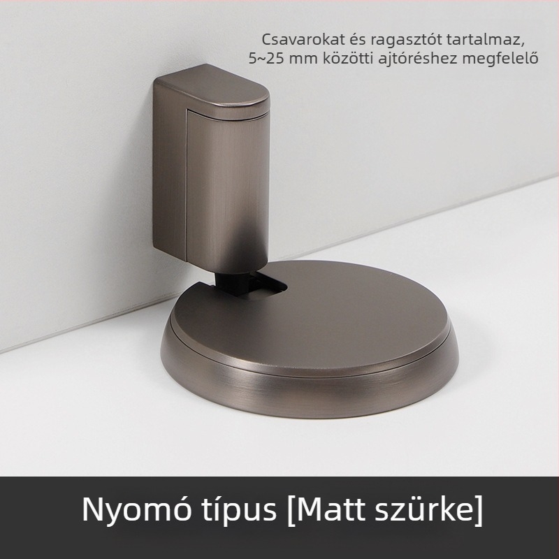 Ajtó stopper, kazettás típus, mágnesmentes cinkötvözetből, padlóhoz rögzítve, kézi működtetés, hálószoba ajtóihoz