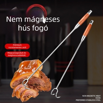 Hosszú nyélű rozsdamentes acél húskampó főtt, sült és párolt húsokhoz