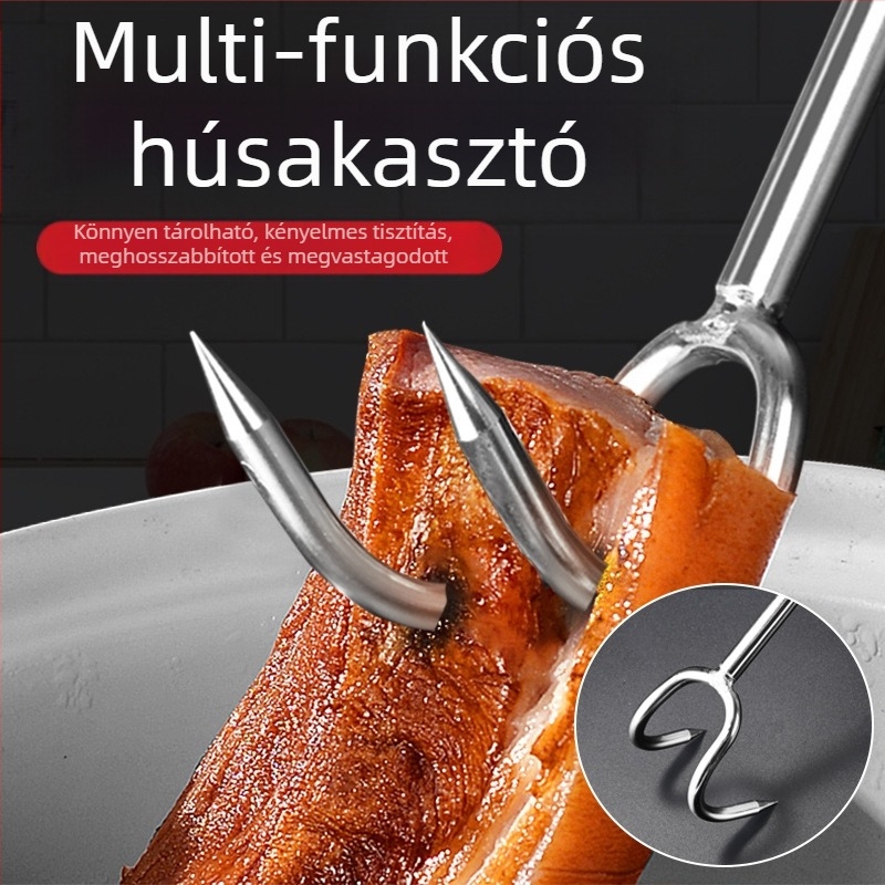 Hosszú nyélű rozsdamentes acél húskampó főtt, sült és párolt húsokhoz