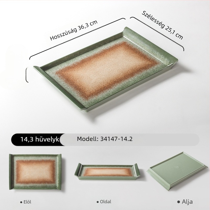 Melaminból készült téglalap alakú tányér tálaláshoz, gradiens szín, modern minimalist stílus, 24–24,9 cm, bbq-hez és forró fazékhoz