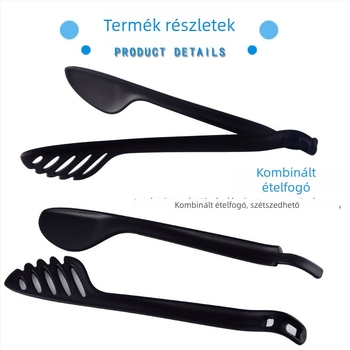 Nylon konyhai eszközök rozsdamentes acél fogantyúval: spatula, lyukas kanál, merőkanál, kanál, élelmiszer-kapcsok