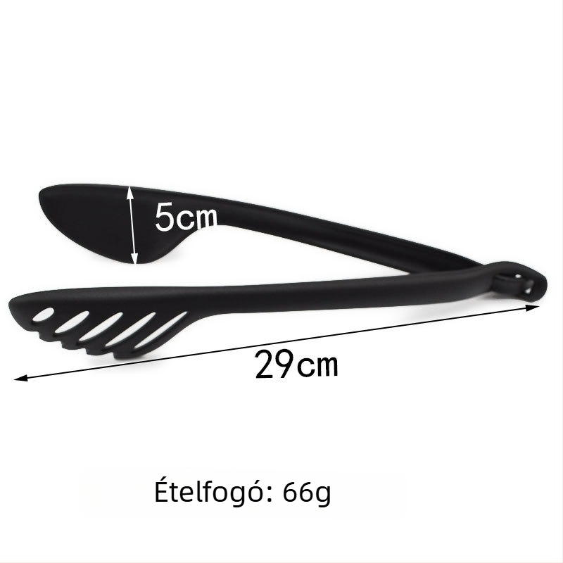Nylon konyhai eszközök rozsdamentes acél fogantyúval: spatula, lyukas kanál, merőkanál, kanál, élelmiszer-kapcsok