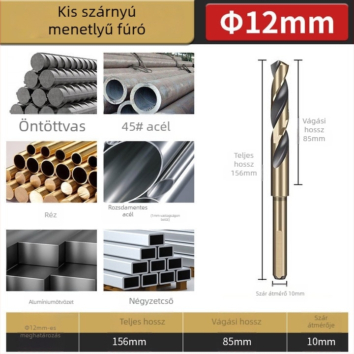 M43 kobalt spirálfúró, 1/2 hüvelykes szár, rozsdamentes acél és vasötvözetek fúrására, fúró-reamer