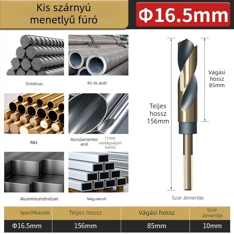 M43 kobalt spirálfúró, 1/2 hüvelykes szár, rozsdamentes acél és vasötvözetek fúrására, fúró-reamer