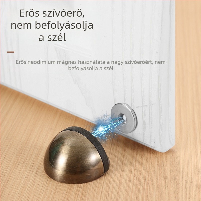 Ütközésmentes mágneses ajtóstop, padlóra szerelt, modell 60, rozsdamentes acél elektroplátolt felülettel, CT-02 telepítés, kézi működtetés, modern és egyszerű stílus, Delgu