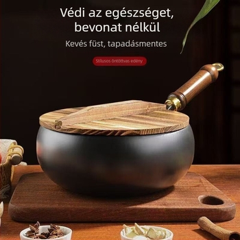 Hagyományos nagy pocakú öntöttvas wok, kézzel készített háztartási serpenyő antiadhéz bevonattal