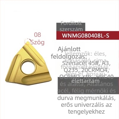 Barack alakú CNC forgóbetét horonyolt durva megmunkáláshoz, WNMG080404R-ZC / WNMG080408L-S, hengeres esztergáló szerszám acél alkatrészek