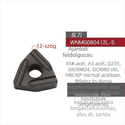 Barack alakú CNC forgóbetét horonyolt durva megmunkáláshoz, WNMG080404R-ZC / WNMG080408L-S, hengeres esztergáló szerszám acél alkatrészek