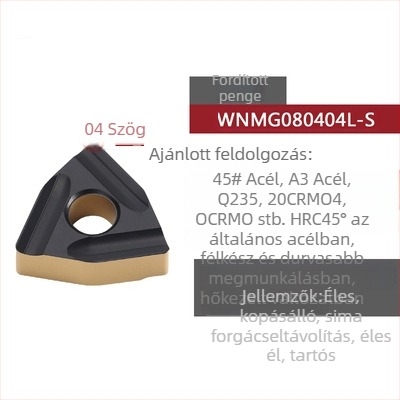 Barack alakú CNC forgóbetét horonyolt durva megmunkáláshoz, WNMG080404R-ZC / WNMG080408L-S, hengeres esztergáló szerszám acél alkatrészek