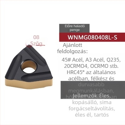 Barack alakú CNC forgóbetét horonyolt durva megmunkáláshoz, WNMG080404R-ZC / WNMG080408L-S, hengeres esztergáló szerszám acél alkatrészek