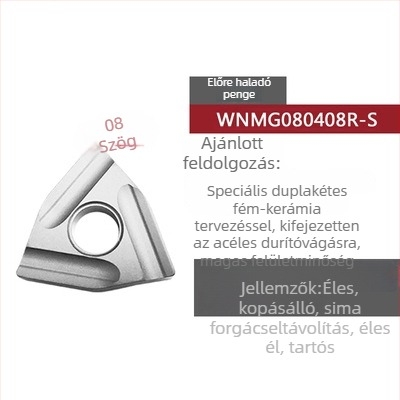 Barack alakú CNC forgóbetét horonyolt durva megmunkáláshoz, WNMG080404R-ZC / WNMG080408L-S, hengeres esztergáló szerszám acél alkatrészek