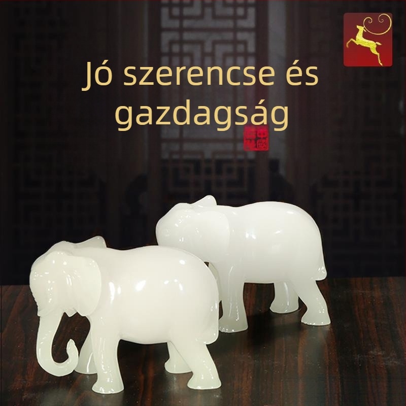 Gyanta elefánt pár, kínai stílusú irodai asztali dekoráció, vízfelvételre képes udvari kézműves