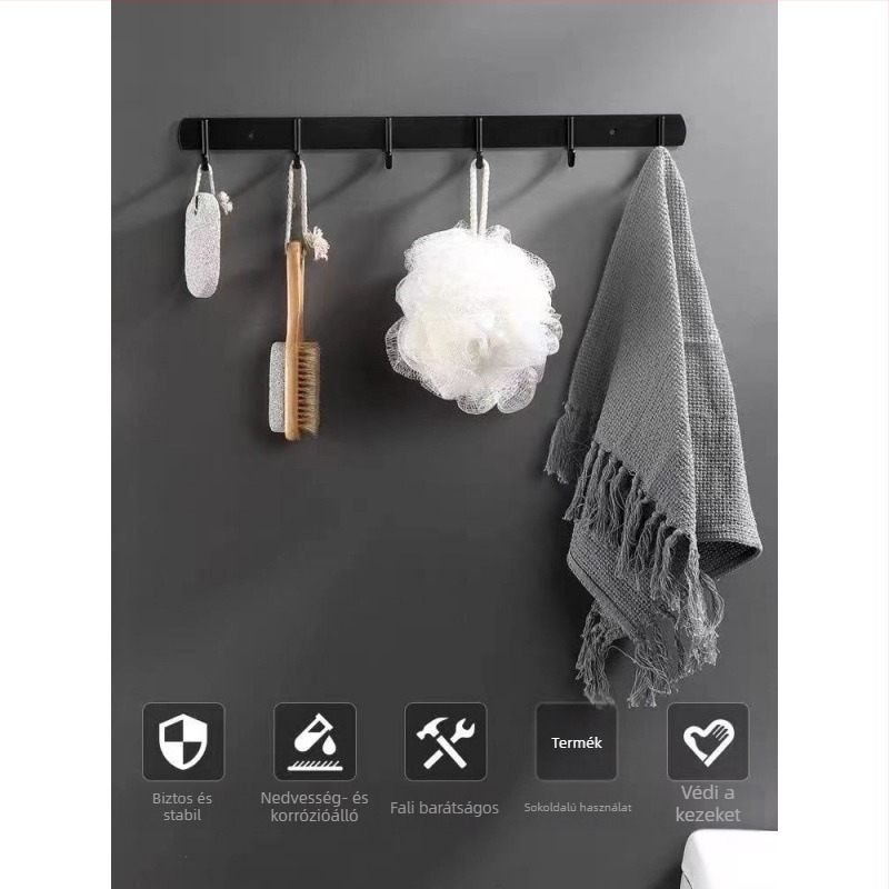 Space Aluminum fali vállfa, fúrás nélküli rögzítés, modern minimalista stílus, súly 41,5–118 g